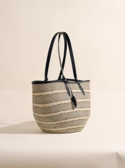 The Medium Basket in Striped Iraca