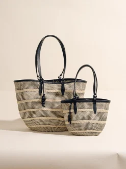The Medium Basket in Striped Iraca