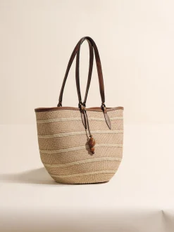 The Medium Basket in Striped Iraca