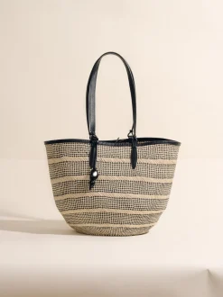 The Medium Basket in Striped Iraca