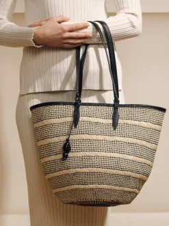 The Medium Basket in Striped Iraca
