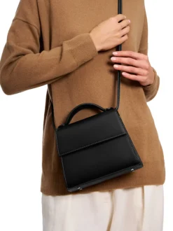 The Medium Top Handle in Black Nappa