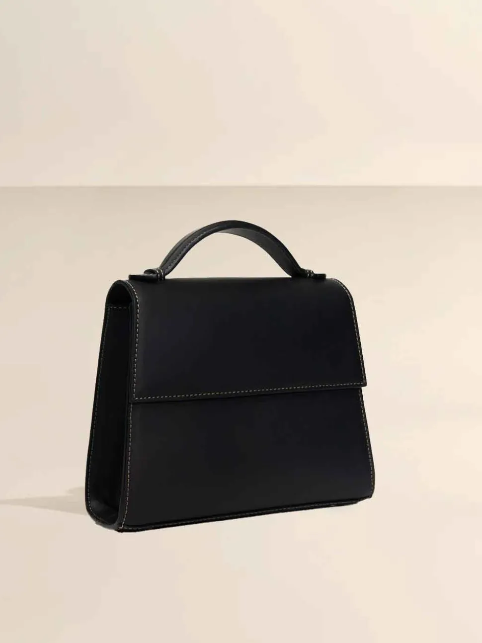 The Medium Top Handle in Black Nappa