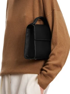 The Medium Top Handle in Black Nappa