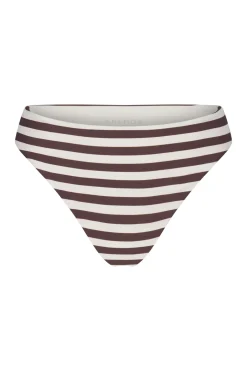 The Midi High-Cut Bikini Bottom In Espresso Even Stripes