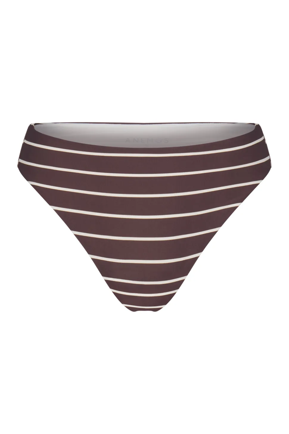 The Midi High-Cut Bikini Bottom In Espresso Odd Stripes