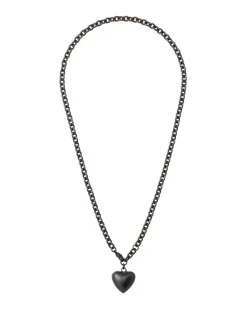 The Mini Puffy Heart Necklace in Black
