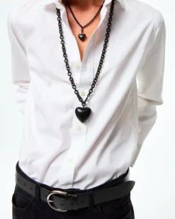 The Mini Puffy Heart Necklace in Black