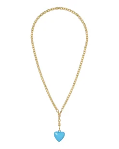 The Mini Puffy Heart Necklace in Turquoise