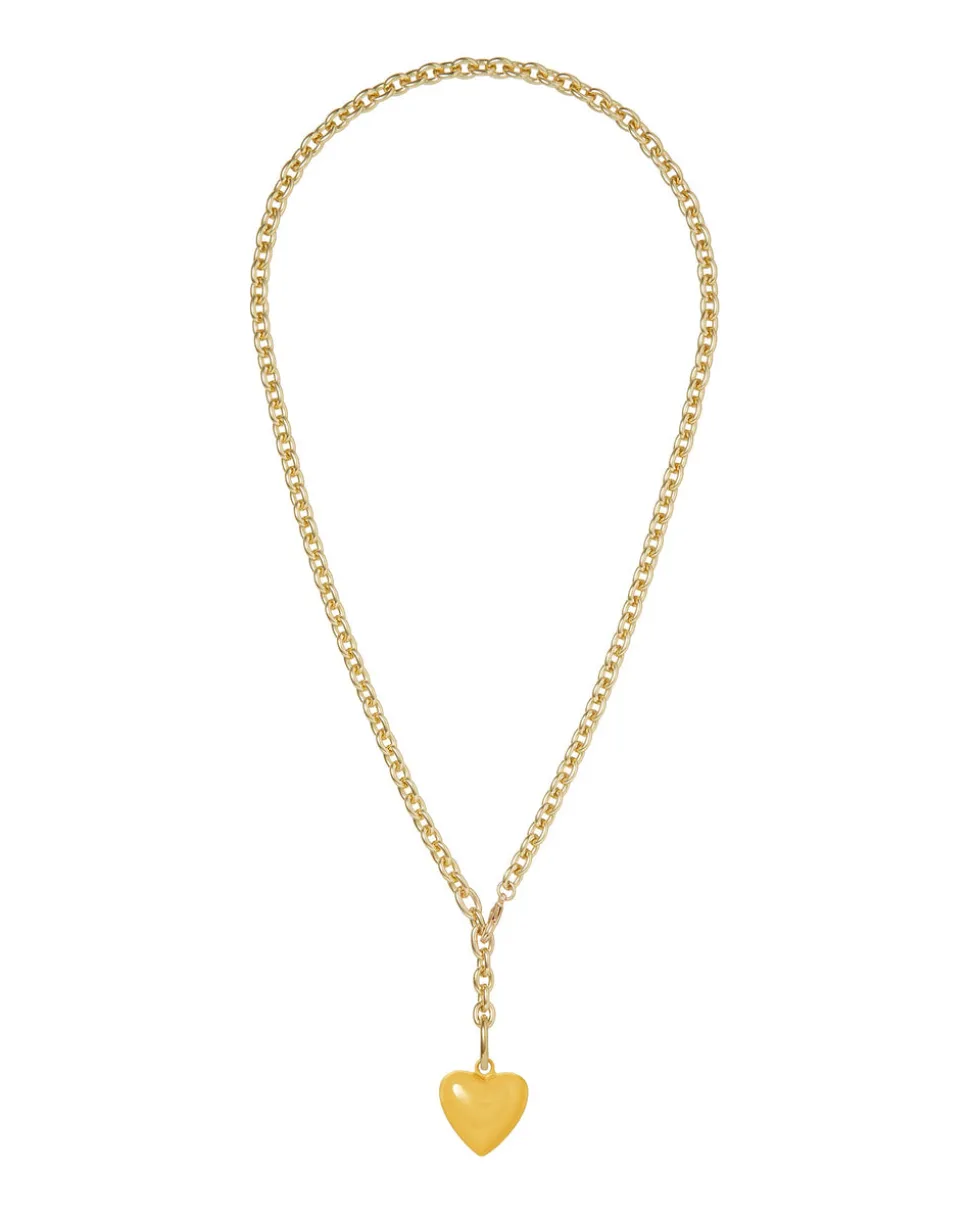 The Mini Puffy Heart Necklace in Yellow