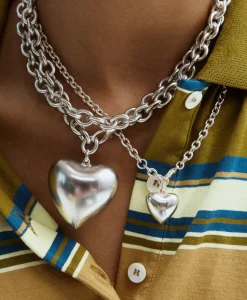 The Mini Puffy Heart Necklace in Silver
