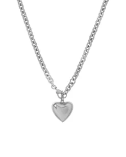 The Mini Puffy Heart Necklace in Silver
