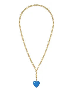 The Mini Puffy Heart Necklace in Blue