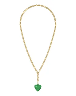 The Mini Puffy Heart Necklace in Green