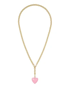 The Mini Puffy Heart Necklace in Pink