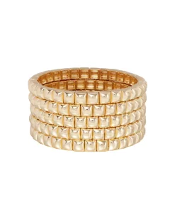 The Mini Square Stud Bracelet in Gold