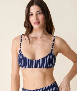 The Molokai Bikini Top Textured Stripe in Nautical