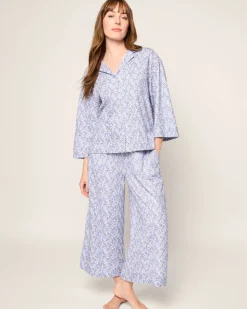 The Olivia Wide Leg Pima Pajama Set in Fleur d’Azur