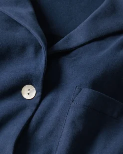 The Olivia Wide Leg Pima Pajama Set in Navy