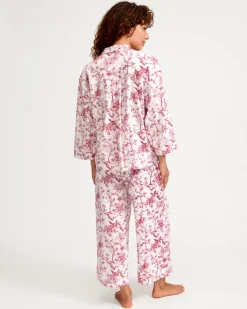 The Olivia Wide Leg Pima Pajama Set in Red Timeless Toile