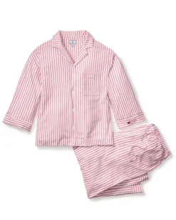 The Olivia Wide Leg Pima Pajama Set in Antique Red Ticking