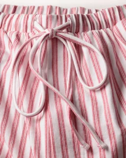 The Olivia Wide Leg Pima Pajama Set in Antique Red Ticking