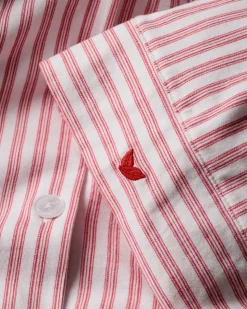 The Olivia Wide Leg Pima Pajama Set in Antique Red Ticking