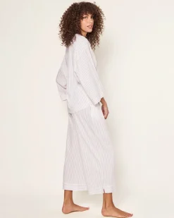 The Olivia Wide Leg Pima Pajama Set in Camel Ticking