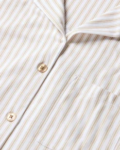 The Olivia Wide Leg Pima Pajama Set in Camel Ticking