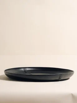 The Oversized Tray in Black Braided Molded Leather