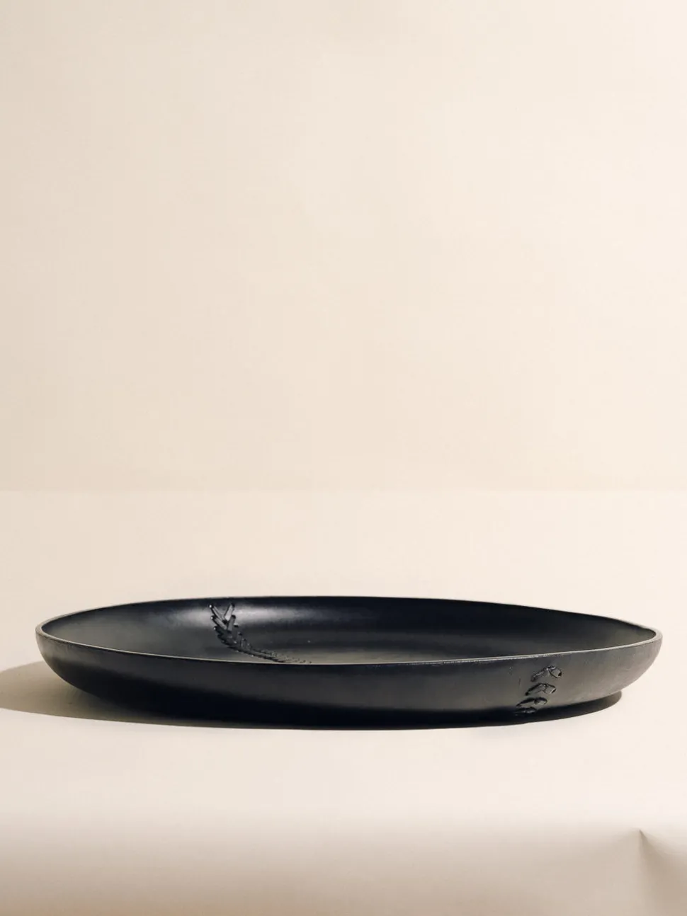 The Oversized Tray in Black Braided Molded Leather