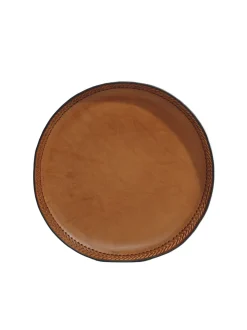 The Oversized Tray in Cognac Leather Lace Trim