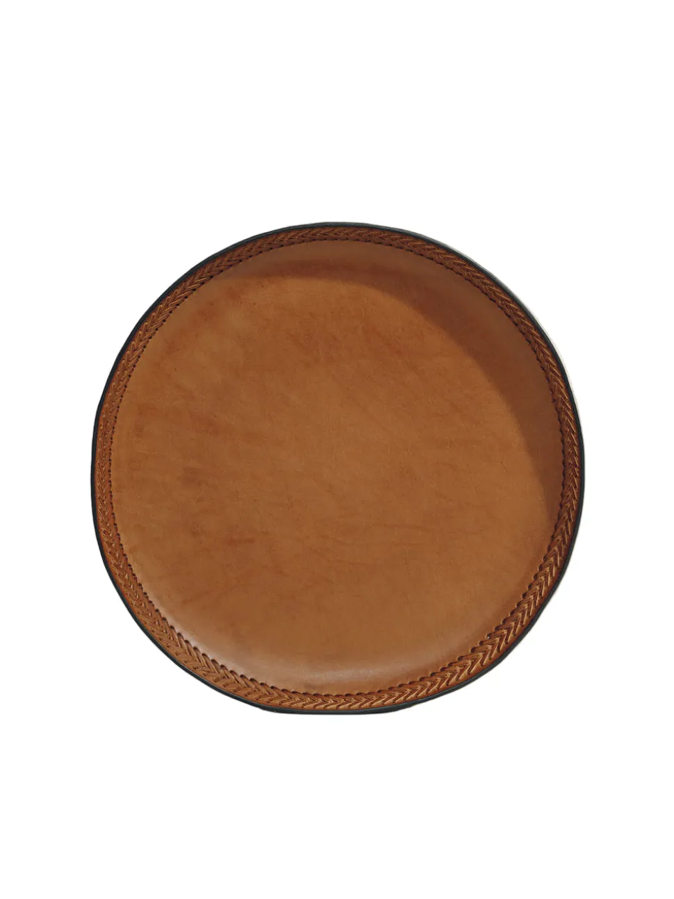The Oversized Tray in Cognac Leather Lace Trim