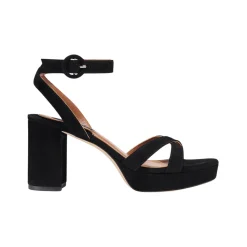The Platform Sandal in Black Suede