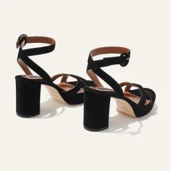 The Platform Sandal in Black Suede