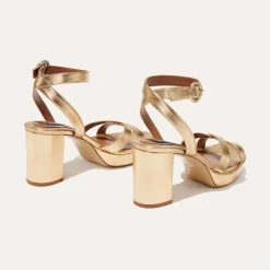 The Platform Sandal in Gold Nappa