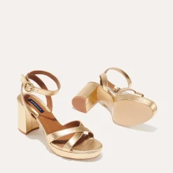 The Platform Sandal in Gold Nappa