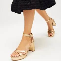 The Platform Sandal in Gold Nappa