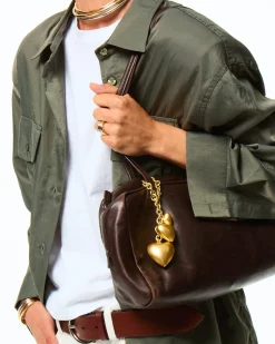 The Puffy Heart Bag Charm in Gold