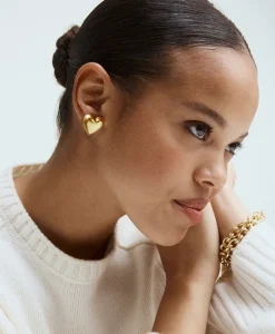 The Puffy Heart Gold Stud Earrings