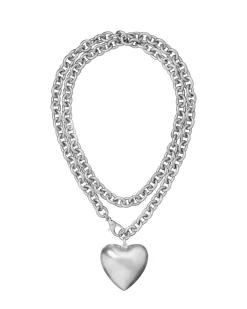 The Puffy Heart Necklace in Silver