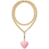 The Puffy Heart Necklace in Pink