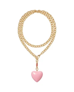 The Puffy Heart Necklace in Pink