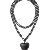The Puffy Heart Necklace in Black