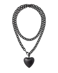 The Puffy Heart Necklace in Black