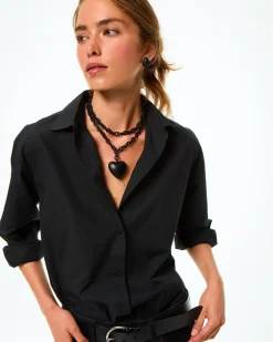 The Puffy Heart Necklace in Black