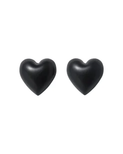 The Puffy Heart Stud Earrings in Black