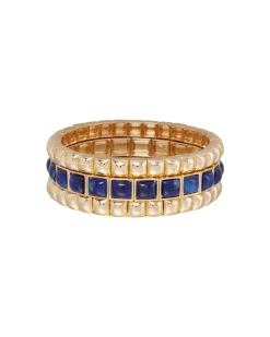 The Puffy Stud Bracelet Stack in Navy