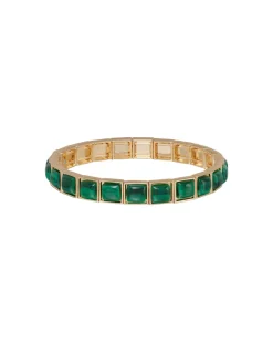 The Puffy Stud Bracelet Stack in Green