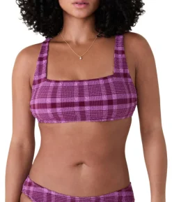 The Rye Bikini Top in Crocus Plaid